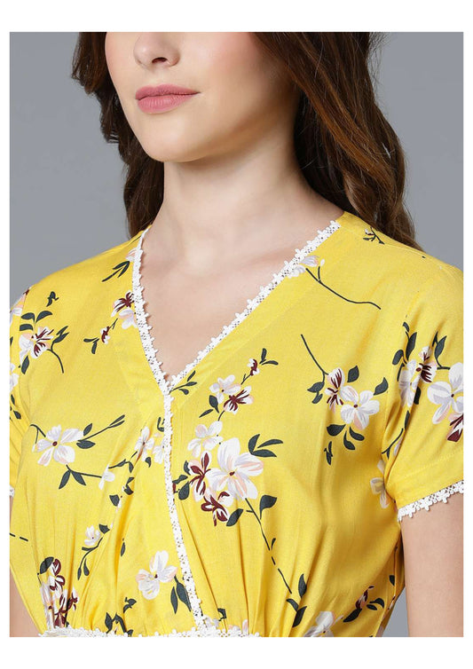 Rayon Floral Printed  Flared Dress